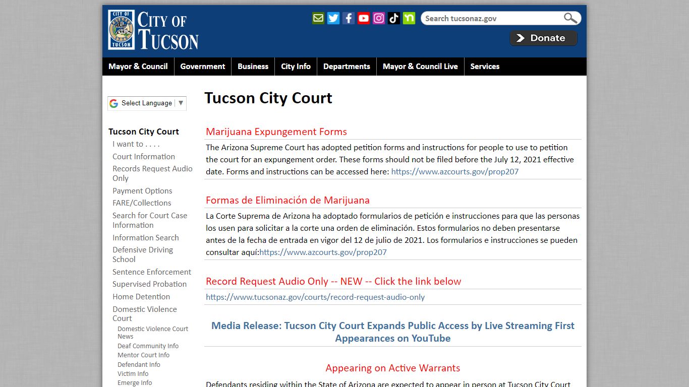 Tucson City Court | Official website of the City of Tucson